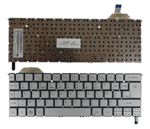 Power4Laptops French Layout Backlit Silver Replacement Laptop Keyboard Compatible with Acer Aspire S7-392-74508G25TWSS