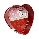 casaWare Heart Springform 10-Inch Pan, Ceramic Coated NonStick Red Granite