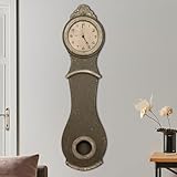 Creative Co-Op Distressed Grey Wood Grandfather Style Wall Clock