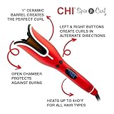 CHI Spin N Curl, Curling Iron For Healthy & Shiny Effortless Curls & Waves, Provides Preset Temperature Settings For Each Hair Texture, Ruby Red