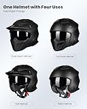 ILM Open Face Motorcycle 3/4 Half Helmet for Dirt Bike Moped ATV UTV Motocross Cruiser Scooter DOT Model 726X (Matte Black,S