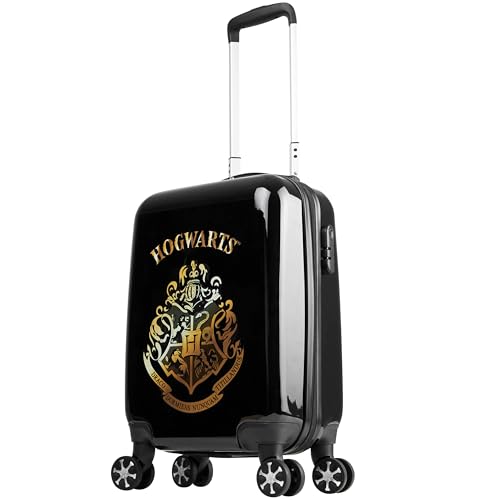 Harry Potter Suitcase for Kids Teens Hogwarts Hard Shell Luggage Rolling Suitcase 4 Wheels & Extendable Handle Travel Essentials for Vacations Trips (S/21.65Inch - 31L, Black)