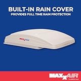 MAXXAIR Maxxfan Deluxe - All-In-One RV Vent, Shield & Fan; Built-In Rain Shield, 10 Speed Reversible Fan with Thermostat, Fits Standard 14"x14" Roof Openings, 12V Long Life Motor, White (00-05100K)