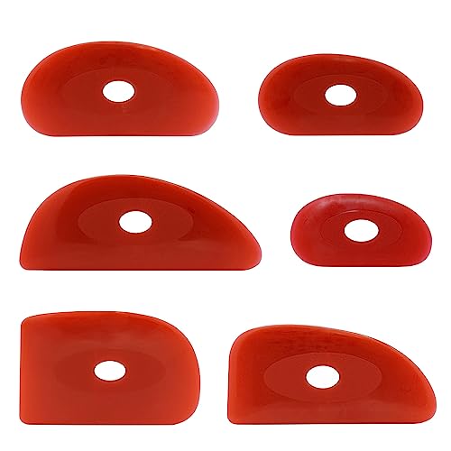 Creative Hobbies Pack of 6 Red Soft Silicone Pottery Ribs (Shapes 0-5) | Ultimate Ceramic Sculpting Tools Set for Smooth Finishing and Removing Finger Marks