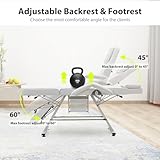 Jaxilyn Facial Bed Tattoo Chair with Two Trays Esthetician Bed Adjustable Folding Salon Bed with Hydraulic Stool Massage Bed for Professional Massage Facial Lash Beauty Treatment Spa White