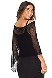 Back From Bali Womens Sheer Poncho Shrug Bolero, Lightweight Summer Shrug Pullover Sweater Black