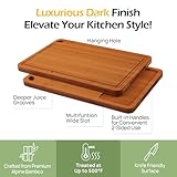 Bamboo Cutting Board, Durable Wood Cutting Boards for Kitchen with Deep Juice Grooves & Built-in Handles, Ideal Charcuterie & Chopping for Meat, Vegetables and Fruits Ideas Kitchen Gift for Home Cooks