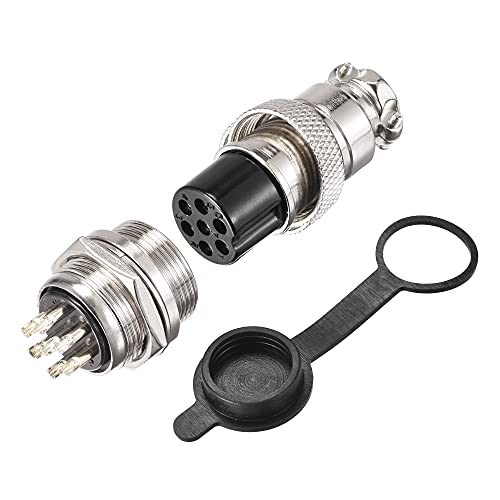 MECCANIXITY Aviation Connector Set 20mm 7 Terminals 5A 150V, GX20 Waterproof Male Female Connector Fittings with Plug Cover Pack of 5 Sets