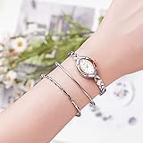 TIME100 Women's Watches Bracelet Crystal Oval Dial Ladies Fashion Dress Wrist Watch Waterproof (Silver-2)