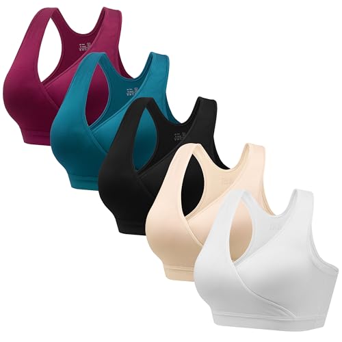 HBselect Nursing Bras for Breastfeeding, Maternity Nursing Sleep Bra Wireless Pregnancy Sleep Bralette 3/5 Pack
