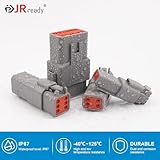 JRready ST6359 Deutsch Connector Kit, 2 3 4 6 8 12 Pin DT Connectors, Size 16 Solid Contacts 16-20AWG, Deutsch Crimp Tool, Deutsch Pin Removal Tool. Waterproof Automotive Electrical Connectors