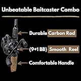 LUNKERHUNT Baitcaster Combo Rod and Reel 7 Feet |Premium Baitcaster Combo Right or Left Handed | F-117 Heavy Power Fishing Rod | High Strength Carbon Body Fishing Pole | Ceramic Guides Non-Slip