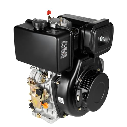 186F Diesel Engine, 418CC Air-Cooled Single Cylinder Machinery, 10HP 4 Stroke Heavy Duty Single Cylinder Air- Cooled Recoil