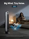 Dreo Tower Fan for Bedroom, 25ft/s Velocity Quiet Floor Fan, 90° Oscillating Fans for Indoors with 4 Speeds, 4 Modes, 8H Timer, Standing Fans, Bladeless Fan, Silver, Nomad One (DR-HTF007)