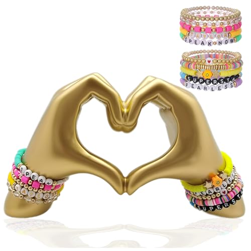ENNAS Golden Heart Hands Sculpture – Modern Resin Gold Decor for Shelf, Desk, or Room Aesthetic | Symbol of Love | Unique Gift for Women, Friends, Taylor Swift Fans