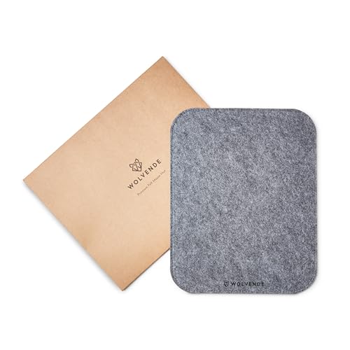 Wolvende Premium Felt Mouse Mat | 8.66" x 11" | Slim Mouse Pad | Non-Slip Gaming Home/Office (Mid Gray)