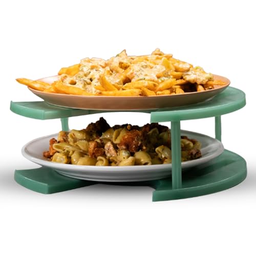DoubleWave Teal Two Tier Microwave Plate Stacker | Reliable and safe for any day microwave dishes | Perfect food stacker for busy professionals | BPA Free microwave plate holder (Large)