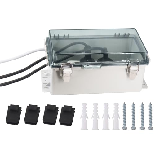 LuSumtly Electrical Box Outdoor Waterproof Box IP55 Junction Box Extension Cord Cover Outlet Covers,Connection Box Protect Power Strip, Timer Outlet, Clear 8.9 x 4.9 x 4.3 Inch