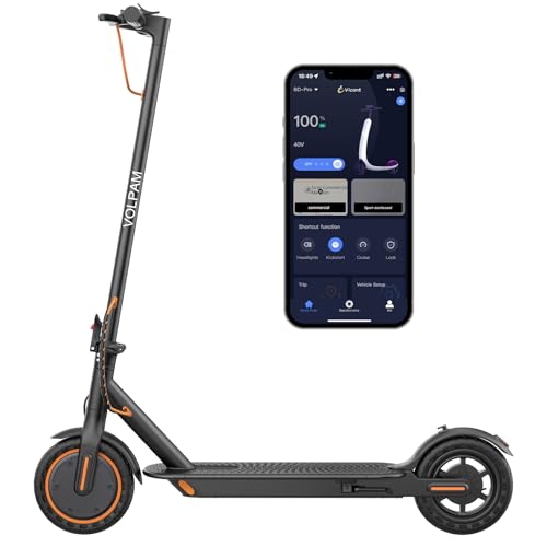 Electric Scooter, Powerful 350W Motor, Max 12/19/21Miles Long Range, Top Speed 16/19 MPH, 8.5" Solid Tires, Cruise Control, E Scooter for Adults and Teens (350W-Orange-12Miles)