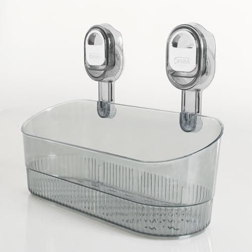 ZAXPHUMAX No Drill Bathroom Organizer with Strong Suction Cups, Heavy Duty Shower Organizer Holds 10lbs, Bathroom Shelf for Shampoo, Soap, Razor, Toothbrush, Corrugated Suction Cup Storage Holder