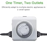 Timer, Mechanical 24-Hour Light Timer Dual 3-Prong Sockets 30-Minute Intervals, Timer for Electrical Outlets Indoor for Lights, Lamps, Christmas Lights