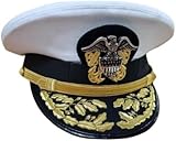 Generic New WWll US Navy Officer Hat, US Navy Admiral Cap (58CM), White