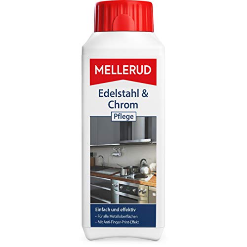 Mellerud Stainless steel and chrome care, 1 x 0.25 l, effective cleaning agent against dirt and fingerprints for metal surfaces indoors and outdoors
