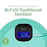 Bril UV-C Toothbrush Sanitizer, Portable Cleaner, Travel Cover, Magnetic Holder, and Rechargeable Case for Any Size Toothbrush, Black