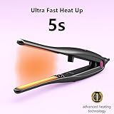 ORYNNE Small Flat Irons for Short Hair, 5s Ultra Fast Heat Up Pencil Flat Iron, Negative Ions Mini Flat Iron for Edges, 3/10'' Travel Mini Hair Straightener with Digital Temp Control, Easy to Use