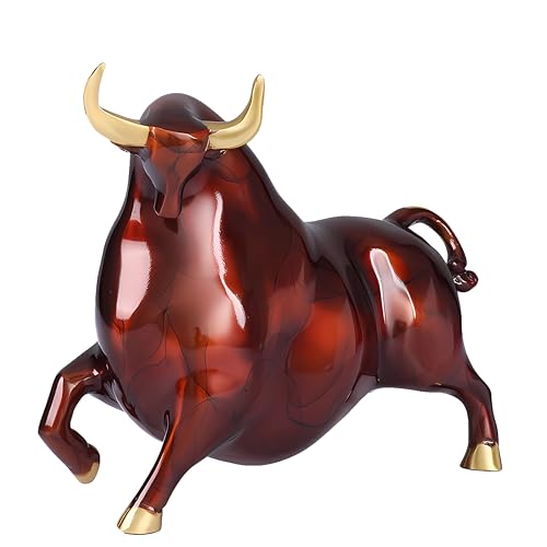 BG-DRGNING Colorful Copper Bull Ornament Decoration, Creative and Abstract Bull Statues, Pure Copper Animal Art Sculpture for Office, Study Room, Home Decor, Handicraft Business Gifts
