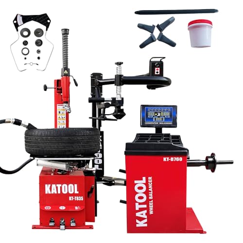 KATOOL Tire Changer Wheel Machine KT-T835 Turn Table 28" and Wheel Balancer KT-B760(Automatic Measurement Ruler) Tire Repair Wheel Changers Tire Changers Combo