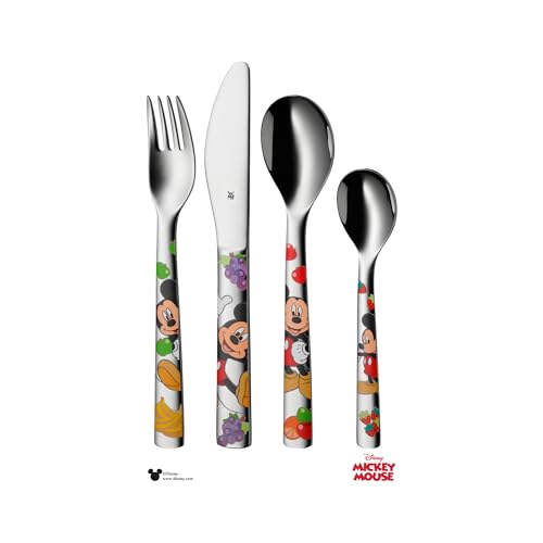 WMF Children's Cutlery Set 4-Piece Mickey Mouse Cromargan 18/10 Stainless Steel Polished Suitable from 3 Years