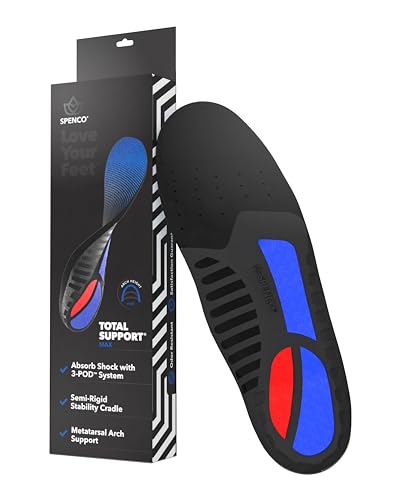 Spenco Total Support Max Shoe Insoles - Orthotic Metatarsal Arch Support Inserts for Men & Women - Absorbs Shock, Reduces Over-pronation - EVA Layer Conforms to Foot Contours, Deep Heel Cupping