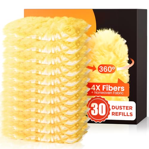 30 Count Heavy Duty Duster Refills for Swiffer Duster, Multisurface 360° Larger Size Dusters with 4X Microfibers, Unscented Disposable Dusters for Cleaning Home, Blinds, Fans, Corners (Only Duster)