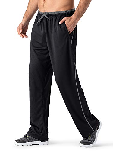 MAGNIVIT Men's Track Pants Open-Bottom Sweatpant Performance Active Pant Loose-Fit Black/Grey