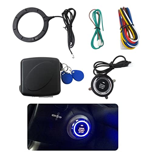 BLUE ELF Universal Car Ignition Switch 12V RFID Engine Start Push Button Keyless Entry Starter Kit, US Quick Shipping