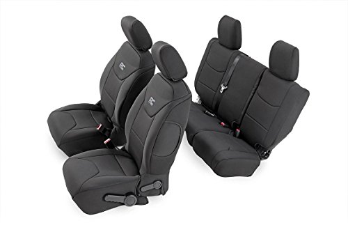 Rough Country Neoprene Seat Covers for Jeep Wrangler JK 4-Door (2013-2018) - Waterproof & UV Resistant, Foam Padded, Front & Rear Seat Cover Set