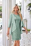 GRACE KARIN Mom's Wedding Guest Dresses Women Sequin Evening Party Sheath Dress Light Gray Green S