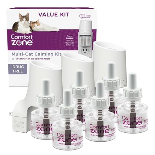COMFORT ZONE Value Kit; 3 Multicat Diffusers & 6 Refills; Cat Calming Pheromone; Reduce Stress, Aggression, Fighting, Urine Marking, Scratching