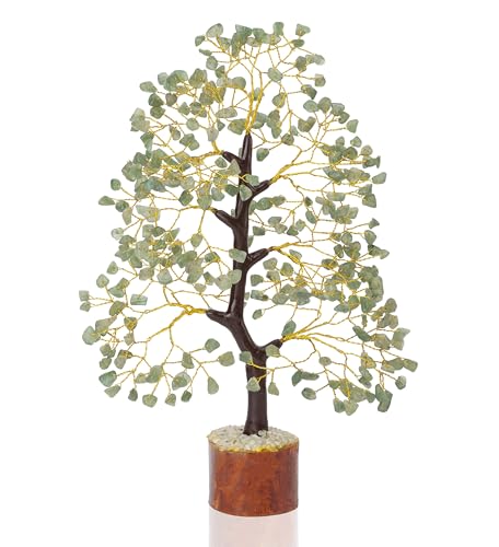 Green Jade Chakra Tree of Life Crystal Tree for Positive Energy, Feng Shui Home Decor - Handmade Gemstone Tree, Money Tree Bonsai - Green Healing Crystals, Wealth & Good Luck Stones Spiritual Gift