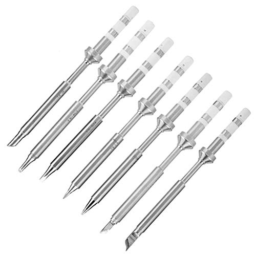 CfoPiryx 7 Types Mini Stainless Steel Soldering Iron Tip Replacement for TS100 Soldering Iron, Power Tool Electrician Various Models Replacement Part Easy Install (7pcs Soldering Tips)