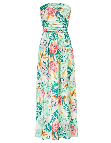 GRACE KARIN Women Strapless Casual Loose Ruched Long Maxi Dress with Pockets Green Floral