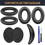 SOULWIT Ear Pads Cushions + Headband + Silicone Earpads Cover Protector, Replacement Kit for Bose QuietComfort 15(QC15)/QuietComfort 2(QC 2) Over-Ear Headphones - Black