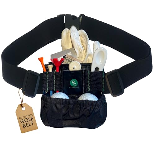 Golf Valuables Pouch Bag - Holder for Golf Tees, Balls, Keys, Cards & Cash - Golf Caddy Belt Pouch - Ideal Golf Accessories for Women & Men Belt Bag - Great Gift for Golfers - Golf Fanny Pack