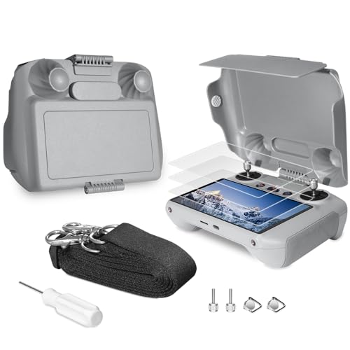 Arzroic Sun Hood Kit for DJI Mini 3/3 Pro RC Controller Accessories - Anti-Glare Sun Shade Cover, Screen Protector and Neck Lanyard