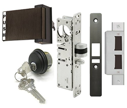 Pacific Doorware Adams Rite Style Latch Storefront Door Mortise Deadlatch Lock Exit Paddle Handle Kit w/Cylinder & Keys (Right Hand, Duronotic, 1 1/8")