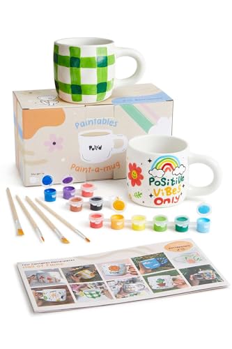 Pott'd Paintables Paint Your Own Mug Kit - DIY Mug Painting Kit for Adults. Ceramic Painting Kit for Adults Includes Mugs, Paints, Brushes and Painting Inspiration Guide