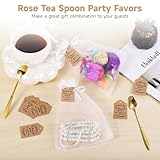 50 Sets Rose Flower Shaped Tea Spoons, Wedding Party Favors for 50 Guests, Golden Rose Dessert Spoon with Thank You Tag & Organza Bag, Exquisite Mini Teaspoon Set, Bridal Shower Keepsakes