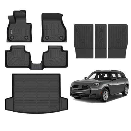 GINOWY-Floor Mats & Cargo Liner for Mini Countryman 2025(Not for SE&Electric), TPE All Weather Countryman Car Mats Non-Slip Trunk Mat Floor Liners Waterproof Accessories Mats Black
