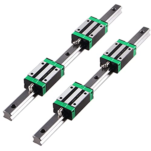 Linear Guide Rail 2 X HGR 20-700mm Linear Slide Rail + 4 X Bearing Blocks Linear Guideway Rail for DIY CNC Routers Lathes Mills